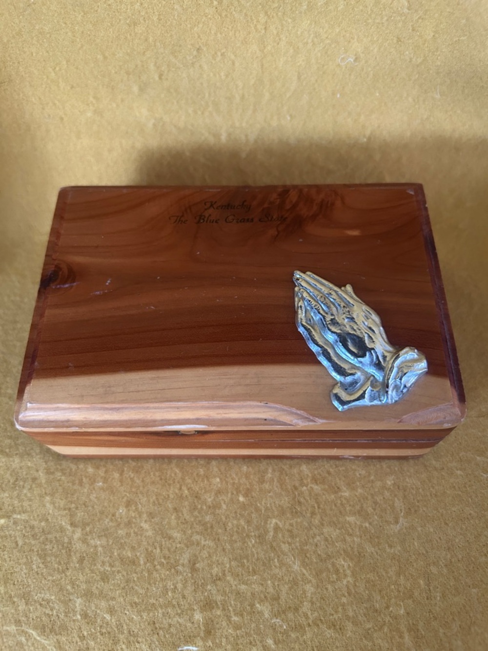 Cedar Handcrafted Keepsake Praying Hand Sculpture In Silver-Tone Box Made In USA
